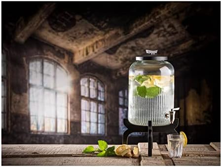 APS-Buffet- Distributore Per Bevande In Vetro E Acciaio Con Supporto In