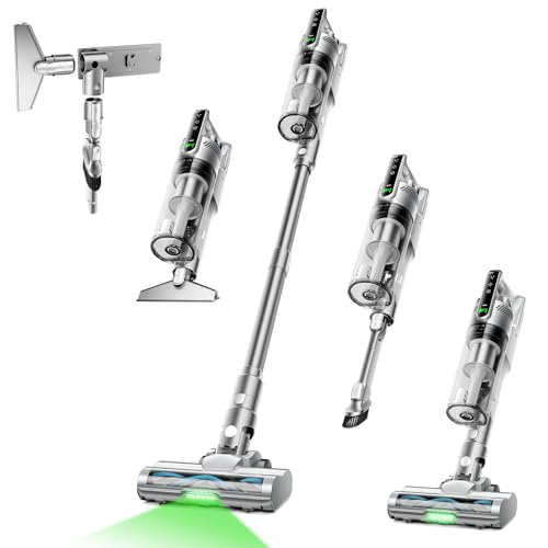 Trucozie Cordless Vacuum Cleaner, Self-Standing Lightweight Stick Vacuum with 50 mins Runtime, Powerful Suction, Anti-Tangle Wireless Vacuum for Home, Hardwood Floor, Carpet, Pet Hair, Black