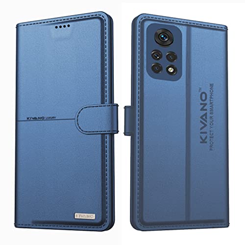 Image of KIVANO Professional Series Wallet Case for Xiaomi Redmi Note 11 | Luxurious Design | Handcrafted Unique | Premium | PU Leather Flip Cover | Card Slots | Kickstand | Magnetic Closure - Dark Blue