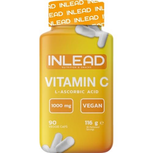 INLEAD - Vitamin C | Starkes Antioxidans zur Unterstützung des Immunsystems und der Kollagenproduktion - 90 Kapseln
