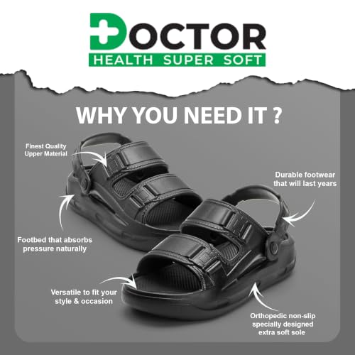 Image of DOCTOR HEALTH SUPER SOFT Men's Sports Sandals | Lightweight EVA Sandals with Back Strap | Anti-Skid Cushioned Comfort Outdoor Casual Walking Sandals