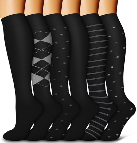 Image of Bluemaple 6 Pack Copper Compression Socks for Women and Men Circulation-Best Support for Medical, Running,Nursing,Athletic