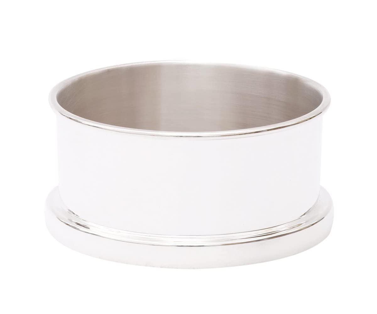 Design Flaschenuntersetzer Versilbert Holz-Boden Rund Personalisierter Weinflaschen-Halter Ø 13 cm Mit Gravur bis 15 Zeichen