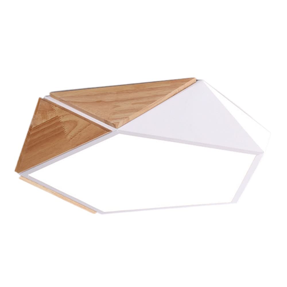 Plafonnier LED dimmable Finition Blanche économie d'énergie 18 W 1500 LM encastré Style Nordique en Bois idéal pour Une entrée ou Une Chambre