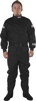 G-FORCE Racing Gear 4125MEDBK GF 125 Black Medium Single Layer Racing Suit