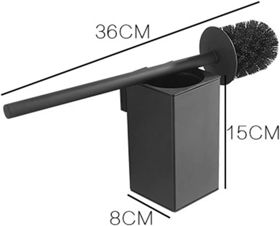 Toilet Brush Stainless Steel Toilet Brush Black Bathroom Cleaning Brush Holder with Toilet Brush Wall Mount Bathroom Toilet Brush Holder ()