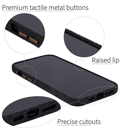 Image of Dockem Fabric Card Case for iPhone 15 Plus with Built-in Metal Plate for Magnetic Mounting, Stitched-on Genuine Leather Wallet with 2 Credit Card /ID Slots: M2F 15 Plus [Grey w /Light Brown]