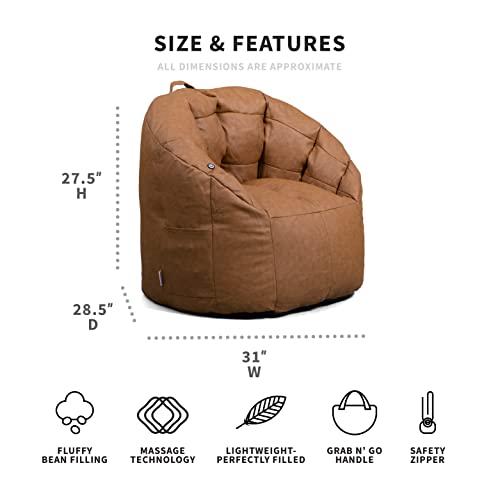 Big Joe Milano W/ Vibe Vibrating Massage Bean Bag Chair, Caramel Montana, 2.5Ft #TOP1
