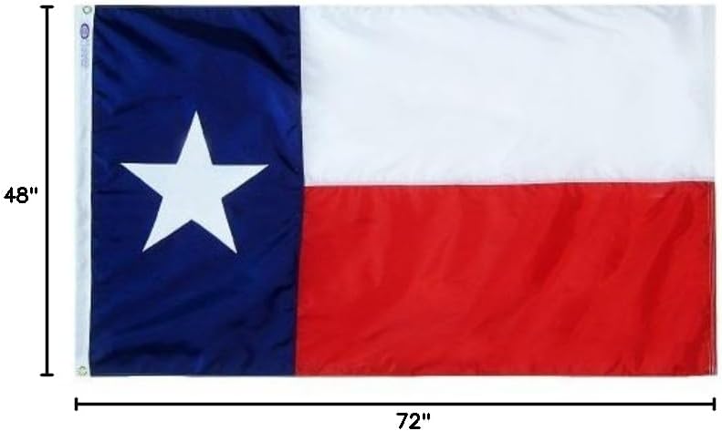 4x6 FT Double Sided Commercial Grade TX TEXAS Flag SolarMax Nylon Fully (Sewn Star & Stripes) 1 yr Color Warranty FMAA CERTIFIED WindStrong®
