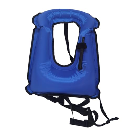 Inflatable Snorkel Vest, Adult Snorkeling Jackets Free Diving Swimming Safety Load Up to 220 Ibs, Kayak Swimming Vest for for Snorkeling Water Sports Beginner (Blue)