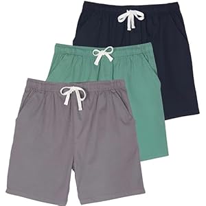 Real Essentials 3 Pack: Men’s Cotton 7″ Walk Short with Back Pocket & Drawstring – Casual Wear