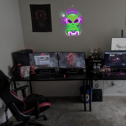 Gamerneon Alien Neon Sign Gaming Neon Signs for Wall Decor Game Room LED Light for Man Caves Zone Club Gamer Lover Teens Bedroom Home Boys Gift — view 3