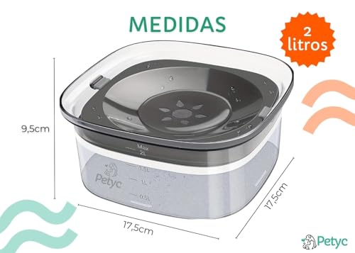 Bebedouro Automático Pelo Seco 2L PETYC Premium Design, 20x11 cm, Produto Petshop Raças de Pelo Long