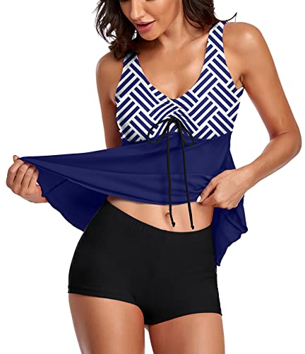 Tummy Control Tankini Bathing Suits for Women 2 Piece Swimsuits Tank Top with Boyshorts4