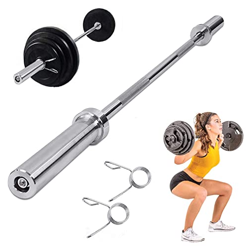 ybaymy Barbell Bar Barbell 4ft Straight Bar Deadlift Bar With 2 Spring Collars Standard Weight Bar for Press, Squats, Curls, Deadlift and Powerlifting