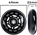 AOWISH 64mm Inline Skate Wheels 64mm x 24mm Roller Hockey Replacement Wheels w/Bearings for Roller Board Bag, Luggage Suitcase, Water Rower Seat, Steady Rest Wood Lathe (4-Pack) (Black)