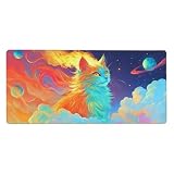 Podkładka pod mysz XXL 1200x600x3mm podkładka pod mysz gwiaździste niebo podkładka pod mysz kot poprawia precyzję i szybkość, wodoodporne antypoślizgowe, szyte krawędzie, akcesoria do gier, komputer