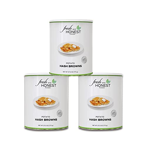 Fresh and Honest Foods Dehydrated Potato Hash Browns 27.2 OZ #10 Can All Natural and Perfect for Emergencies, Food Storage, Survival, with 3 plus year self life ( 03 Cans)