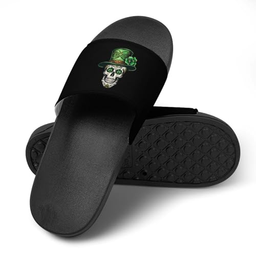 Skull St Patrick Day of The Dead Lucky Shamrock Unisex Shower Shoes House Slippers Non-Slip Indoor Bathroom Shoes for Pool Beach 44 (270mm)4