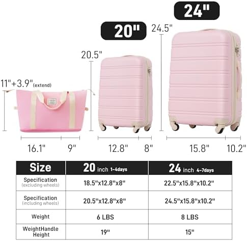 Merax Luggage sets of 2 Piece,20 24 IN Hardside Suitcase with Bag