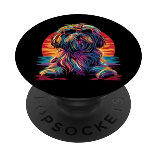 Lunettes de soleil Chien Havanais Sunset Popart PopSockets PopGrip Interchangeable