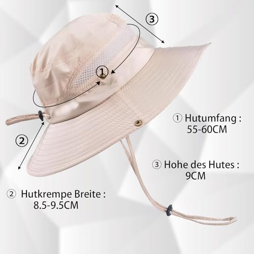 Carreneu Sonnenhut Damen Faltbar,Sonnenhüte für Damen Atmungsaktiv Wanderhut Unisex Sonnenhut Damen Faltbar UV Schutz,Safari Hut Geeignet für Outdoor Wandern Camping Angeln