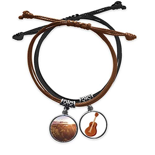 Pulsera Cuero Guitarra con diseño de naturaleza y ciencias forestales
