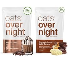 Oats Overnight Mocha Dream 8 Pack & Chocolate Peanut Butter Banana 8 Pack - 20g Protein, High Fiber Breakfast Shake - Gluten Free, Non GMO Oatmeal