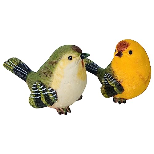 DreamsEden Birds Home Decor - Set of 2 Birds Statue for Indoor Outdoor - Small Decorative Birds Figurine Realistic Animal Resin Ornament for Livingroom Bedroom Desktop Shelf Cabinet