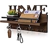 SWTYMIKI Key Holder for Wall Decorative with Unique Home Design + 7 Key Hooks, Wall Mounted Wooden Key Rack Mail Holder for Hallway, Entryway, Mudroom, Office, Brown