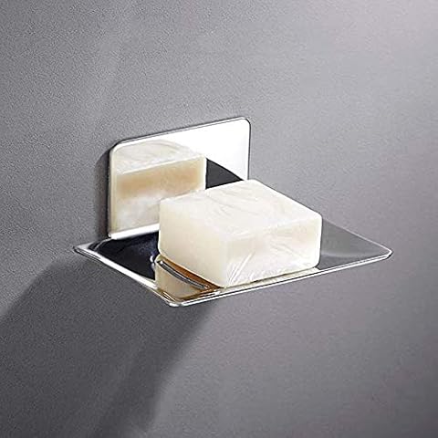 Biutimarden Rustproof Stainless Steel Self Adhesive Chrome Soap Dish Holder Removable & Reusable Anti-Corrosion For Bathroom and Kitchen Cover