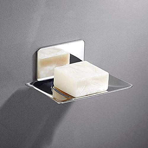 Biutimarden Jabonera de acero inoxidable autoadhesivo cromado extraíble y reutilizable anticorrosión para baño y cocina Cover