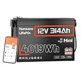 HumsiENK 12V 314Ah LiFePO4 バッテリー Bluetooth 200A BMS リン酸鉄リチウムイオンバッテリー 15000サイクル コンパクト EV A+グレードセル 緊急電源 RV、ソーラー、UPS、軽量ミニ設計用