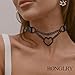 Leather Choker Necklace for Women - Black Heart Chain Choker - Punk Goth Style - Adjustable PU Collar - Gifts