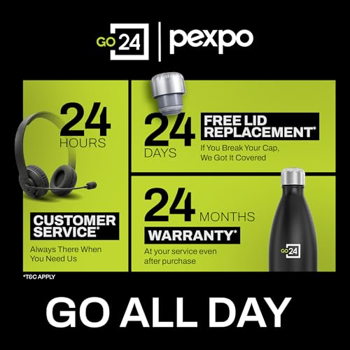 Image of Go24 pexpo Water Bottle 1 LTR| Hot and Cold Flask | ISI Certified Stainless Steel | 3 Layer Insulation | Leakproof | for Home, Office | 2-Year Warranty | Electro 980ml | Military Green