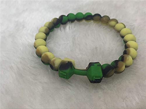 Vesna 12pcs Silicone Dumbbell Bracelet Fit Life Fitness Chakra Bracelet Charm Barbell Sports Energy Bracelets & Bangles (L)