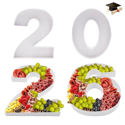 2026 Number Shaped Cardboard Charcuterie Decorative Trays Fillable, Party Food Display Platter for New Year Eve, Graduation (Large) by Dylcypheria - Used condition - US$21.42