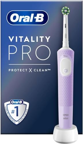 Oral-B Vitality Pro Elektrische Zahnbürste, lila & Vitality Pro Elektrische Zahnbürste/Electric Toothbrush, 3 Putzmodi für Zahnpflege & Protect X Clean Zahnbürstenkopf, schwarz – Bild 3
