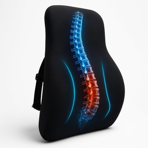 Image of TEKCOOL Memory Foam Car Seat Back Support, Orthopedic Lumbar Back Rest for Back Pain Relief, Back Support Pillow for Office ChairCarBack Support Pillow,-Seat Cushion, Zed Black.