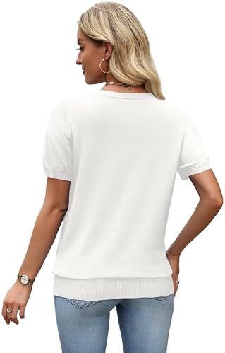 WIHOLL Summer Tops Business Casual Outfits Capsule Wardrobe for Women 2026 White Sweaters for Women Trendy Work Spring Women Resort Wear Blouses Fashion Clothing M - 4