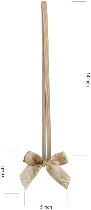 30pcs 14 Inch Stretch Elastic Loops with Pre-Tied Burlap Ribbon Bows for Gift Wrapping,Baby Showers, Weddings, Christmas Boxes (Linen, 14 Inch)