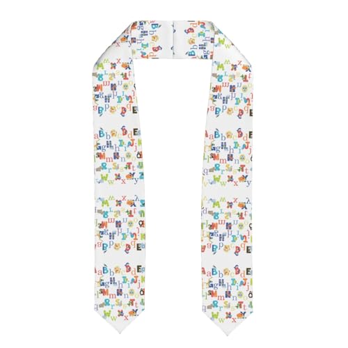 Hutalim Colorido chal de graduación con estampado de alfabeto animal para graduaciones académicas, eventos, culturales, coros, iglesias, Aplanado, talla única