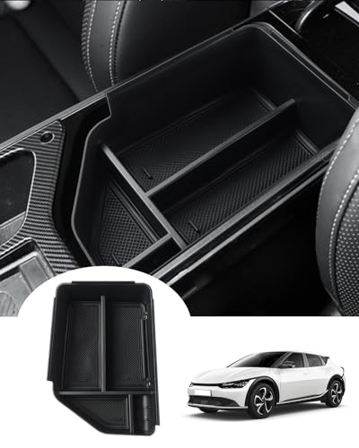 Autorder Center Console Organizer for 2022 2023 2024 2025 Kia EV6 Accessories Armrest Storage Box Secondary Insert Tray with Anti-slip Mat