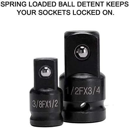 HELAKLS Adapter Set | 6 Pieces | 1/4 inch to 3/8 inch, 3/8 inch to 1/4 inch, 3/8 inch to 1/2 inch, 1/2 inch to 3/8 inch, 1/2 inch to 3/4 inch, 3/4 inch to 1/2 inch reducer socket set