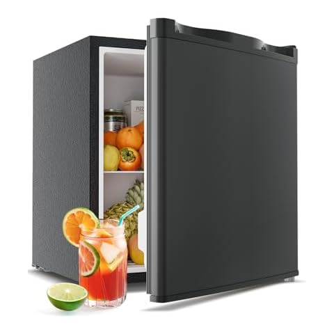 Feelfunn Mini Fridge with Freezer - 1.7 Cu.Ft Single Door Mini Refrigerator with Adjustable Thermostat, Energy Saving, Low Noise, Small Fridge for Bedroom, Office, Dorm, Classroom, Apartment - Black Cover