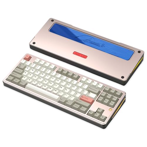 Image of PMOKEY Aurora 80 CNC Full Aluminum Wireless Mechanical Keyboard with VIA /QMK, 8000mah Battery, Tri-Mode Wireless Gaming Keyboard Custom Hot Swappable RGB Backlit for Windows /Mac /PC (Pro Warm Silver)