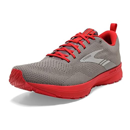 Brooks Tênis de corrida masculino neutro Revel 5, Cinza/vermelho, 8