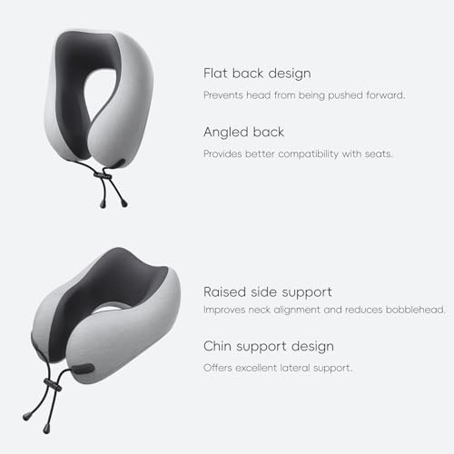 urnexttour Neck Pillow for Travel Memory Foam Design Models Pillows with Zero Eye Pressure 3D Eye Mask and Compact Bag Traveling Essentials Plane Car Flight Rest Sleeping Use Adult, Light Gray by urnexttour - Image 2
