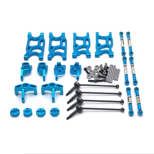 Rc Connecting Rod Tie Rod for LC for WLtoys 144010 144001 144002 124017 124016 124018 124019 Metal Drive Shaft Connecting Rods Set RC Car Parts Replacement Use(Blue)