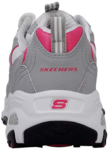 Skechers Skechers Women's D'Lites Original Lace-Up Sneaker, Grey/Pink, 7.5 M US
